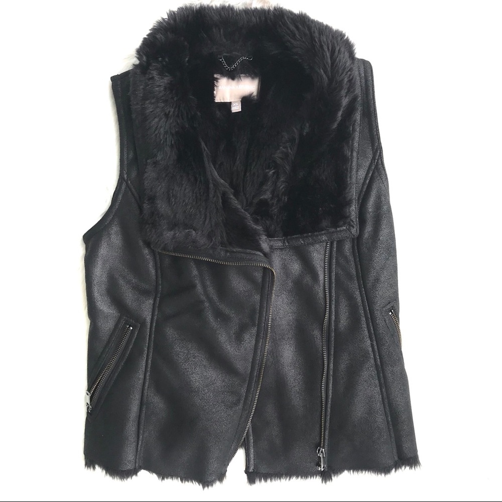 Banana Republic Multi Zip Moto Faux Shearling Vest